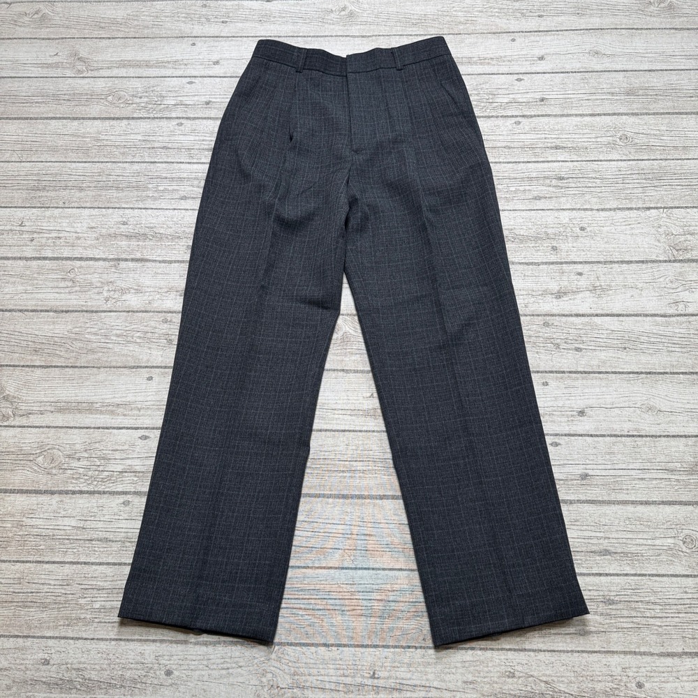 Borman Dress Pants Men's Large Gray Glen Plaid Pleated Straight Leg High Rise